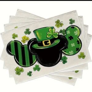 New Set Of 4 Disney Mickey Mouse St Patrick’s holiday Rectangle Fabric placemat